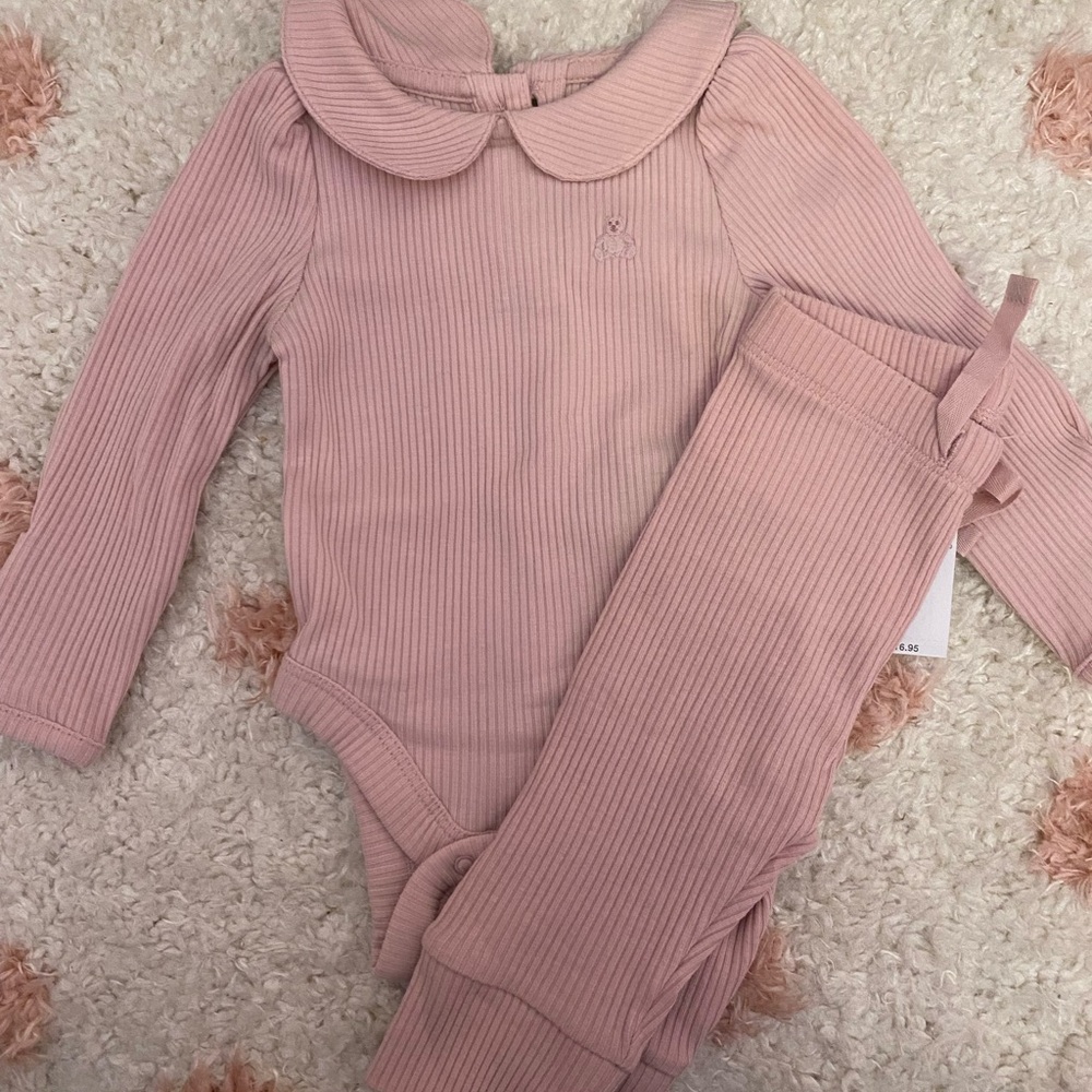 Pink Ribbed Kids One Piece